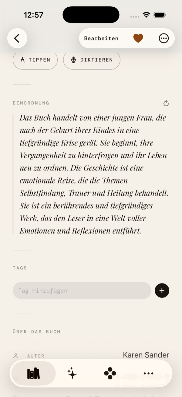 regal. Einordnung &mdash; AI-generierte Zusammenfassung in Playfair Italic mit Leder-Akzent